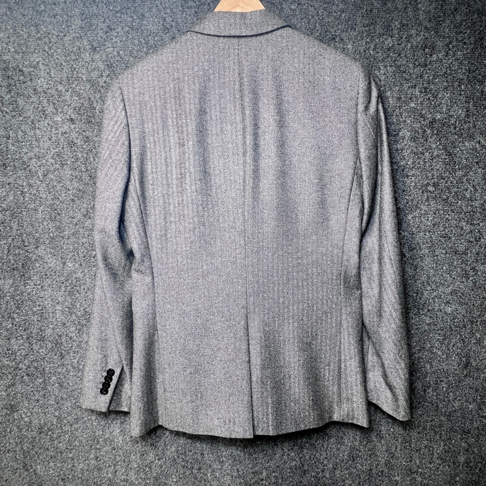 Banana Republic Mens 38R Slim Fit Grey Herringbone Marzotto Wool Blazer 376857 - Picture 3 of 16